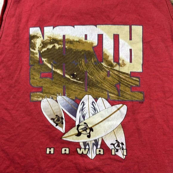Vintage Shirt Adult XL Tank Top Red‎ Surfing Beach Hawaii Graphic Y2K - Picture 7 of 8